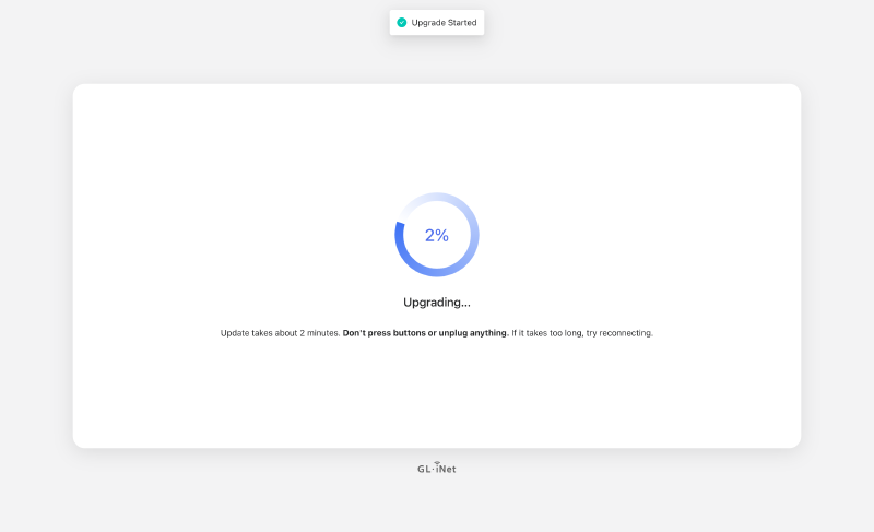 L’écran d’installation du firmware