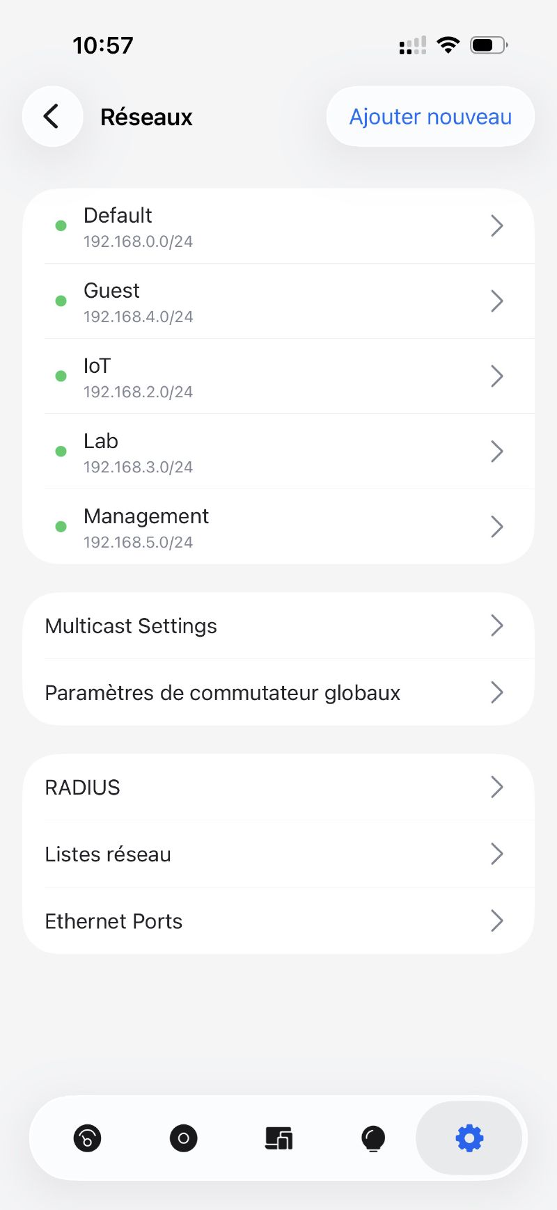 Liste des VLANs dans UniFi Network