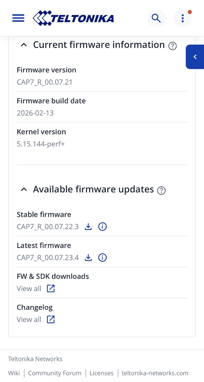 Choix du firmware dans RutOS