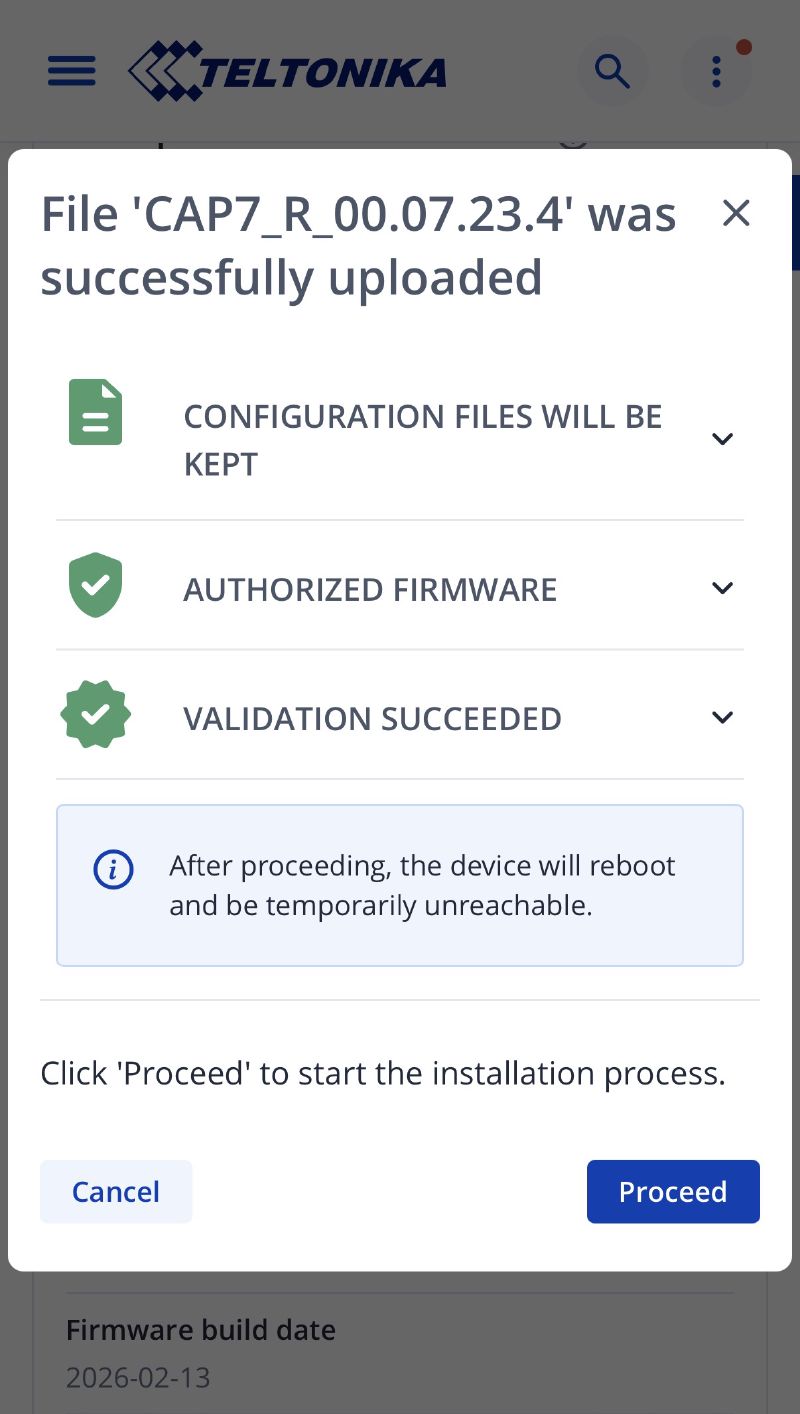 Mise à jour du firmware RutOS