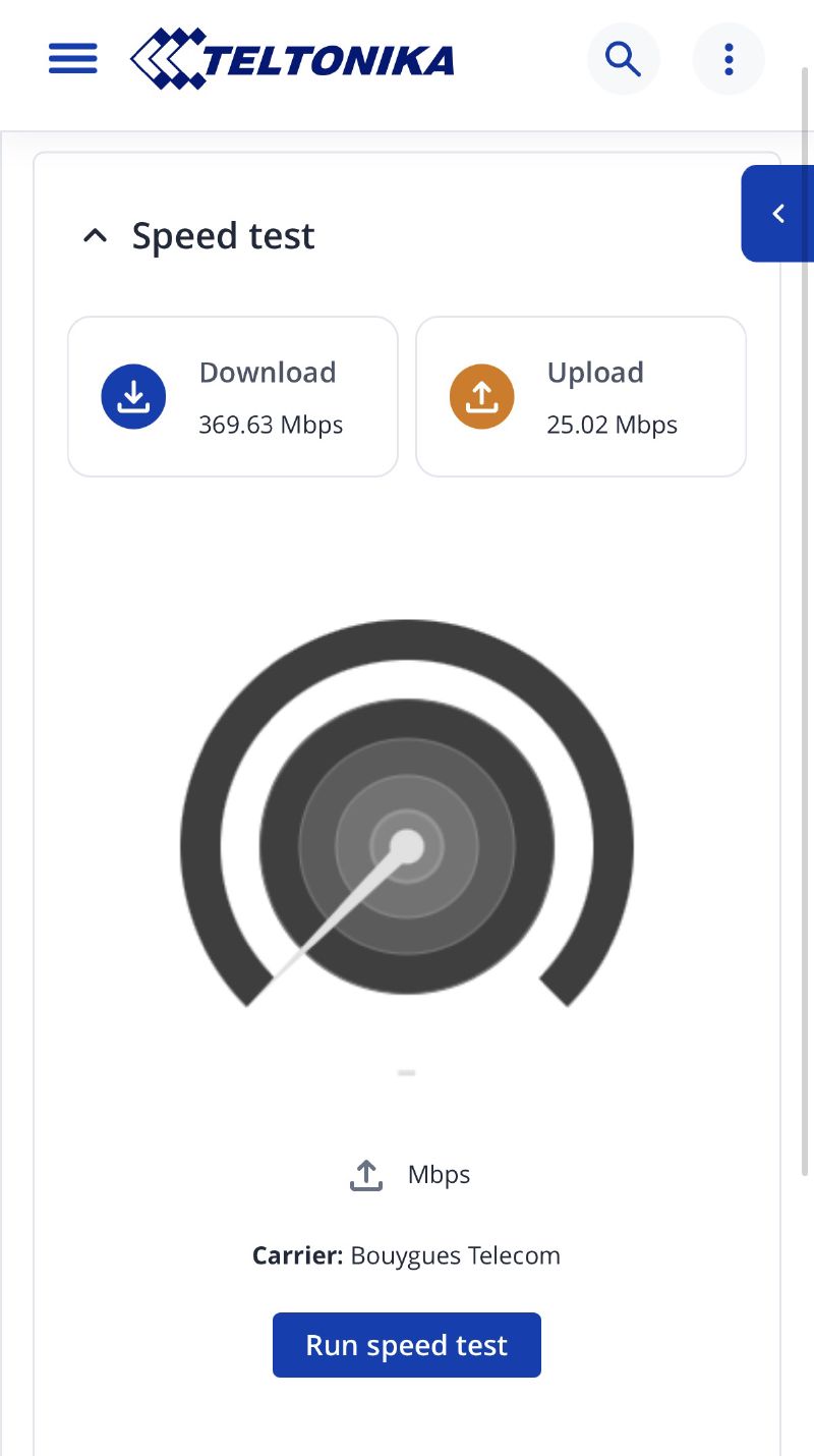Speedtest sur la connexion 5G