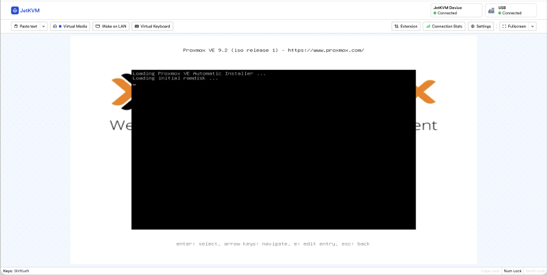 L’auto-installer Proxmox VE qui démarre depuis le JetKVM
