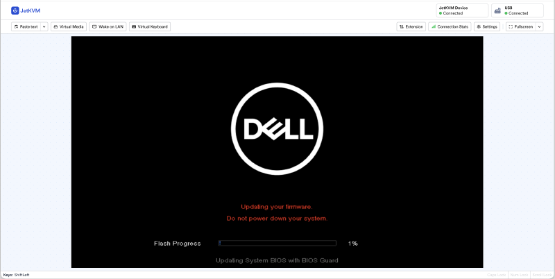 Mise à jour du BIOS de l’OptiPlex en cours