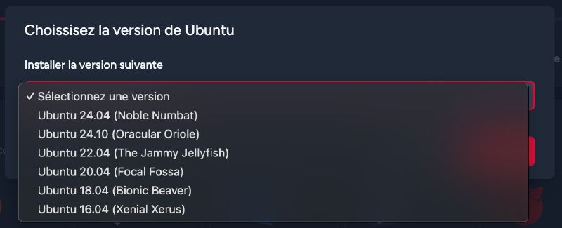 Sélection de la version d&rsquo;Ubuntu